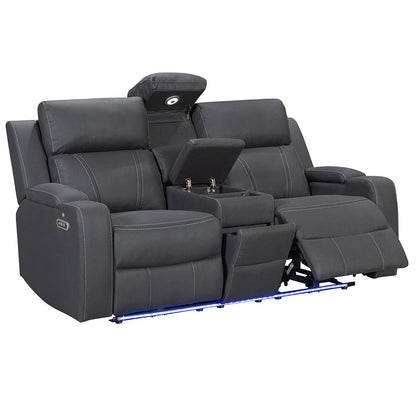 Leman 2-Seater Fabric Recliner Lounge - Black