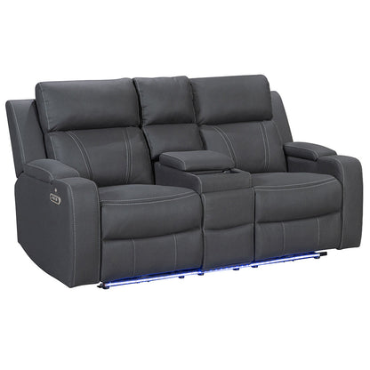 Leman 2-Seater Fabric Recliner Lounge - Black