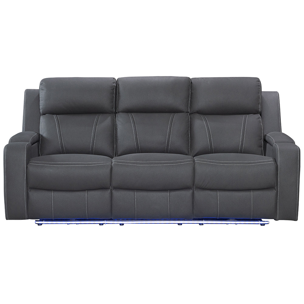Leman 3-Seater Fabric Recliner Lounge - Black
