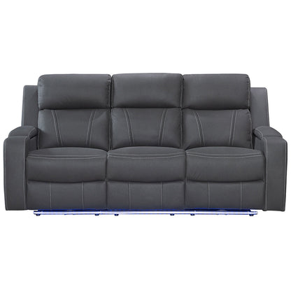 Leman 3-Seater Fabric Recliner Lounge - Black