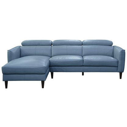 Grafton 3 Seater Leather Sofa with LHF Chaise - Blue