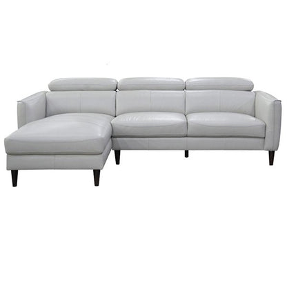 Grafton 3 Seater Leather Sofa with LHF Chaise - Silver