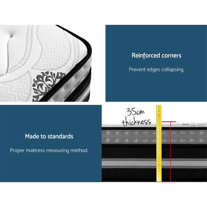 Giselle Bedding Galaxy Euro Top Cool Gel Pocket Spring Mattress 35cm Thick Queen