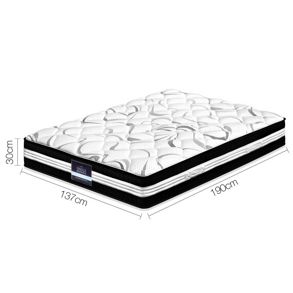 Giselle Bedding Mykonos Euro Top Pocket Spring Mattress 30cm Thick Double