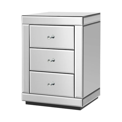 Artiss Mirrored Bedside table Drawers Furniture Mirror Glass Presia Silver