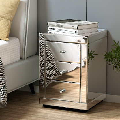 Artiss Mirrored Bedside table Drawers Furniture Mirror Glass Presia Silver