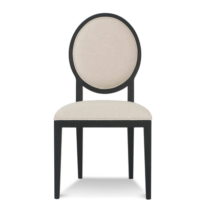 Set of 2 - Lula Light Beige Fabric Dining Chair - Black Frame