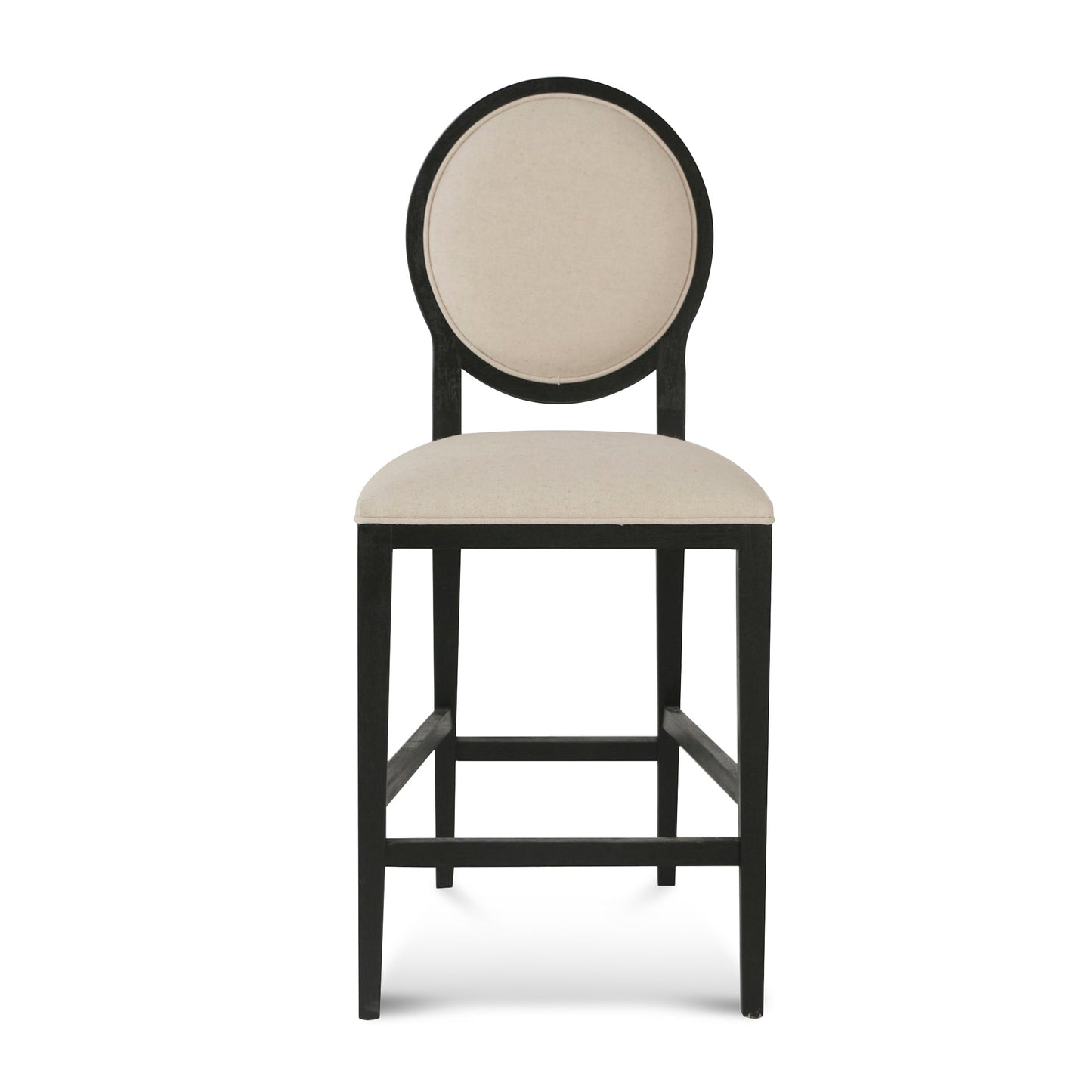 Set of 2 - Lula 65cm Black Frame Bar Stool - Light Beige