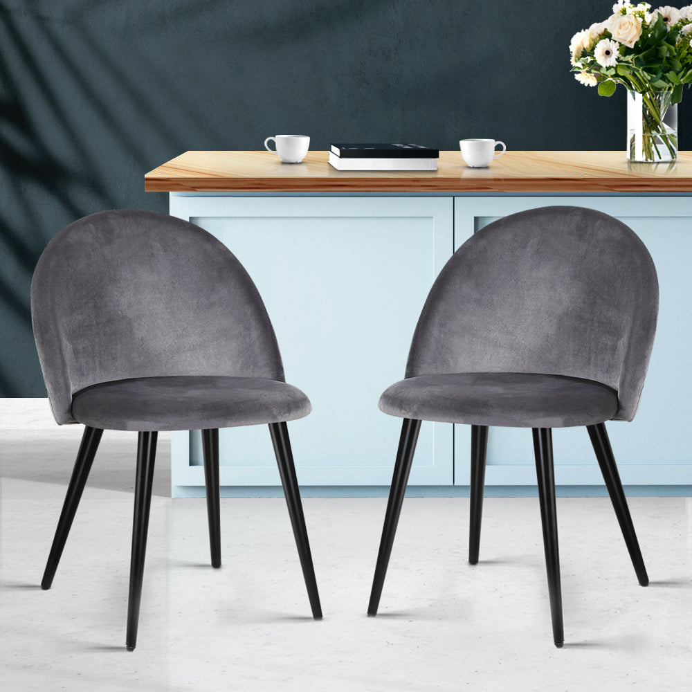 Artiss Velvet Modern Dining Chair - Dark Grey