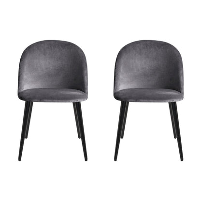 Artiss Velvet Modern Dining Chair - Dark Grey