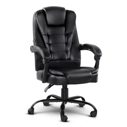 Artiss Massage Office Chair Executive Computer Gaming Chairs Black PU Leather