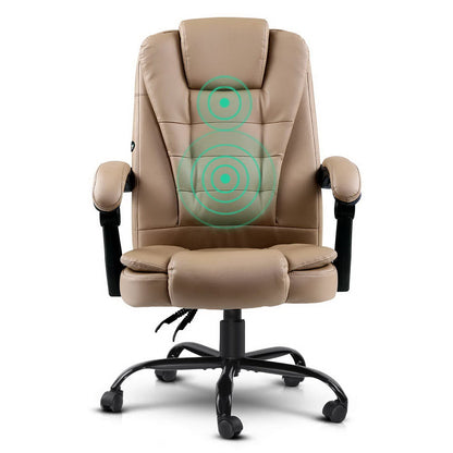 Artiss Massage Office Chair Executive Computer Gaming Chairs Brown PU Leather Espresso