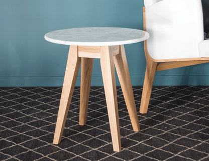 Copenhagen Round Side Table - Marble Top/Solid Oak Legs
