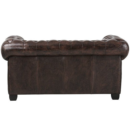 Max Chesterfield 2 Seater Leather Sofa - Leather Antique Brown