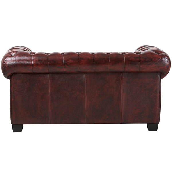 Max Chesterfield 2 Seater Leather Sofa - Leather Antique Red