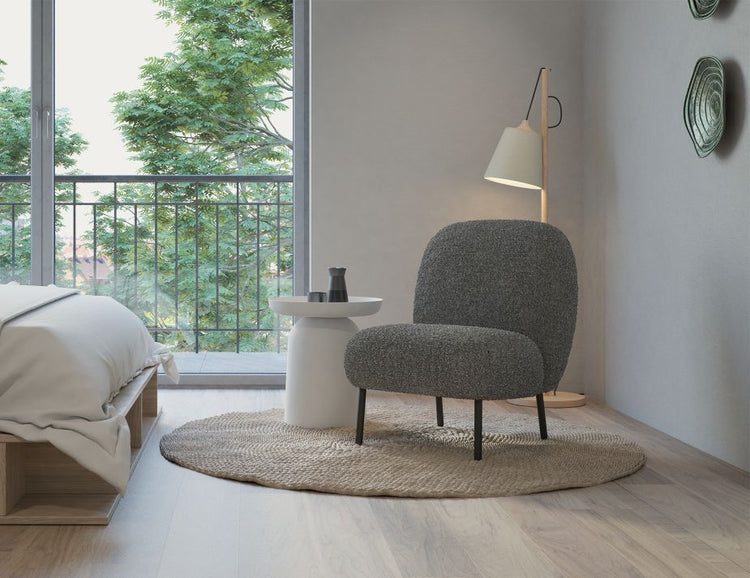 Moulon Lounge Chair - Elephant Boucle  - Matt Black Legs