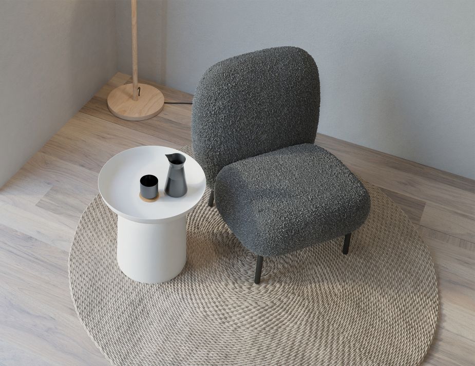 Moulon Lounge Chair - Elephant Boucle  - Matt Black Legs