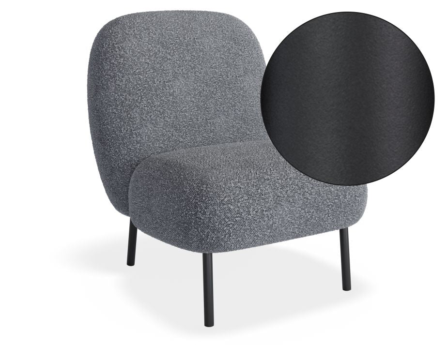 Moulon Lounge Chair - Elephant Boucle  - Matt Black Legs
