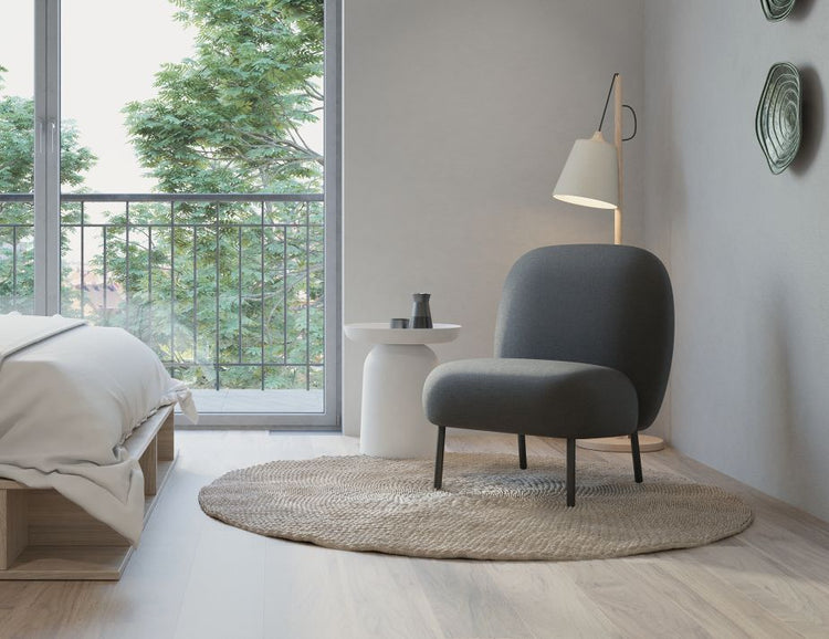 Moulon Lounge Chair - Storm Grey  - Matt Black Legs