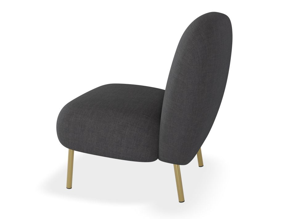 Moulon Lounge Chair - Storm Grey  - Brushed Matt Gold Legs