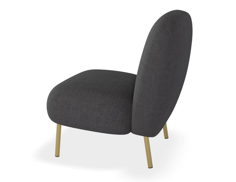 Moulon Lounge Chair - Storm Grey  - Brushed Matt Gold Legs