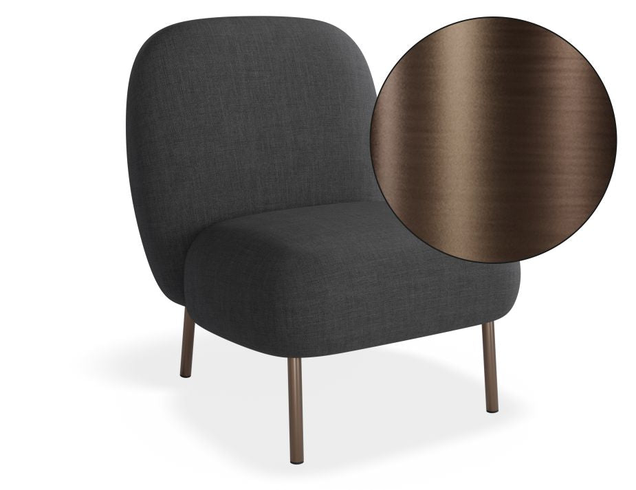 Moulon Lounge Chair - Storm Grey  - Brushed Matt Bronze Legs