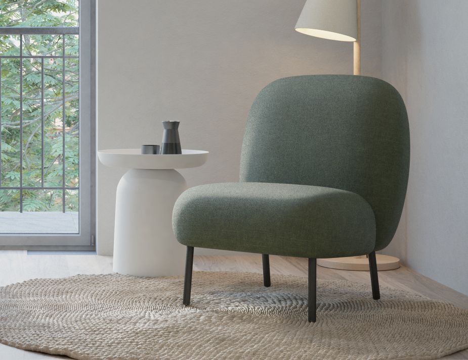 Moulon Lounge Chair - Kelp Green - Brushed Matt Gold Legs