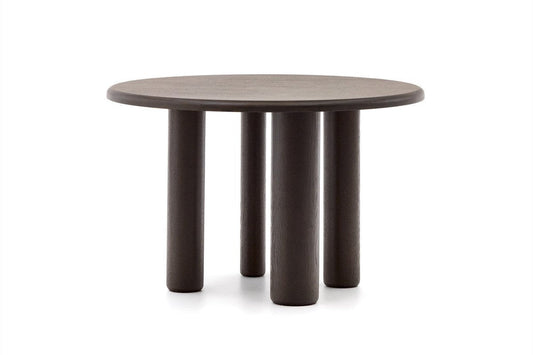 Nailem 1.2m Round Ash Wood Dining Table - Dark Chocolate