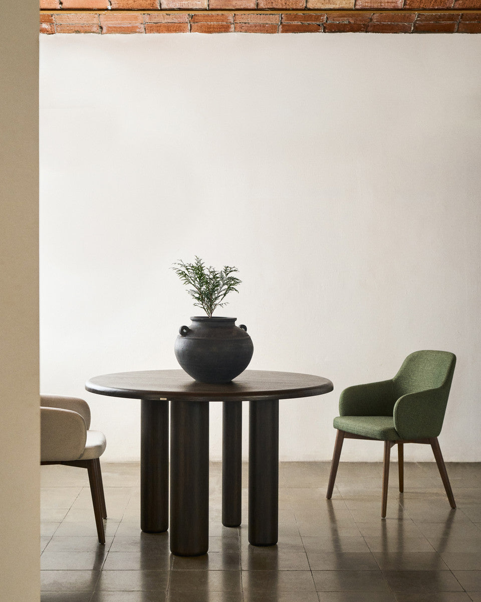 Nailem 1.2m Round Ash Wood Dining Table - Dark Chocolate