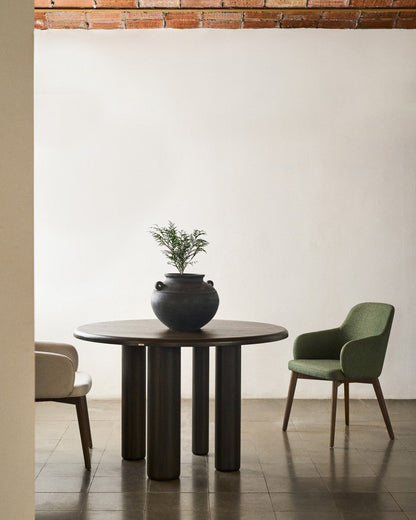 Nailem 1.2m Round Ash Wood Dining Table - Dark Chocolate