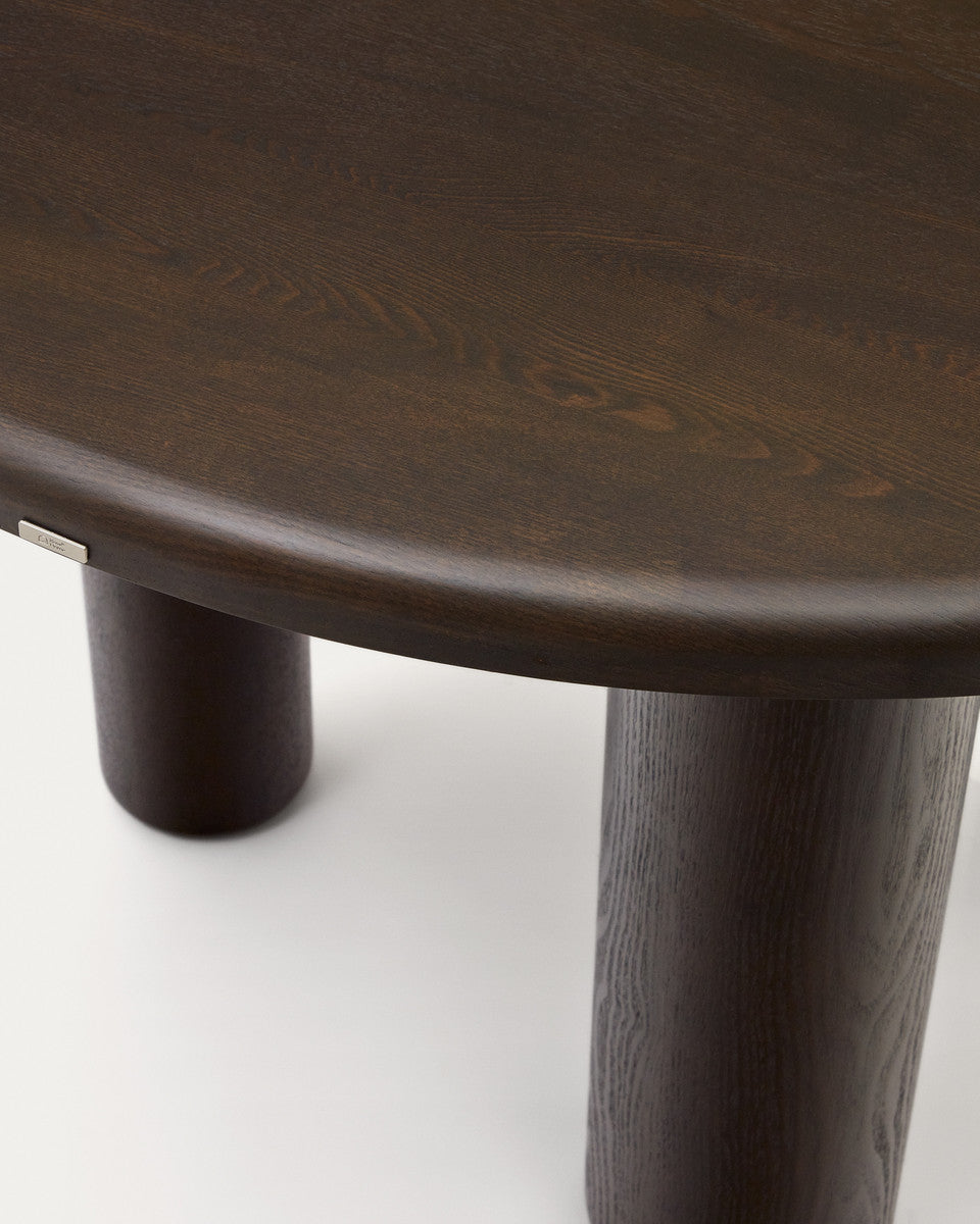 Nailem 1.2m Round Ash Wood Dining Table - Dark Chocolate