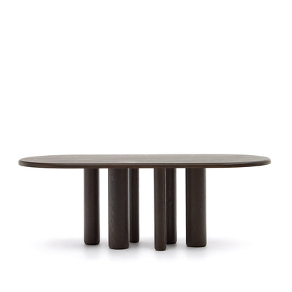 Nailem 2.2m Oval Ash Wood Dining Table - Dark Chocolate