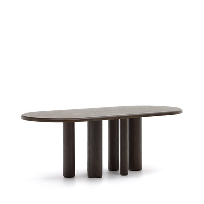 Nailem 2.2m Oval Ash Wood Dining Table - Dark Chocolate
