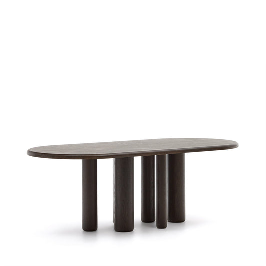 Nailem 2.2m Oval Ash Wood Dining Table - Dark Chocolate