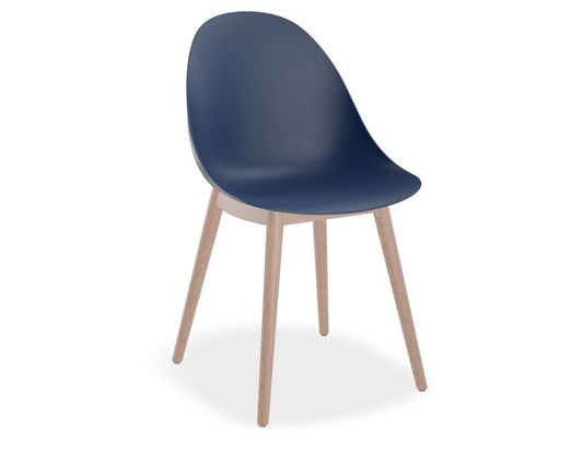 Pebble Chair Navy Blue with Shell Seat - 4 Post Stackable  Base - White