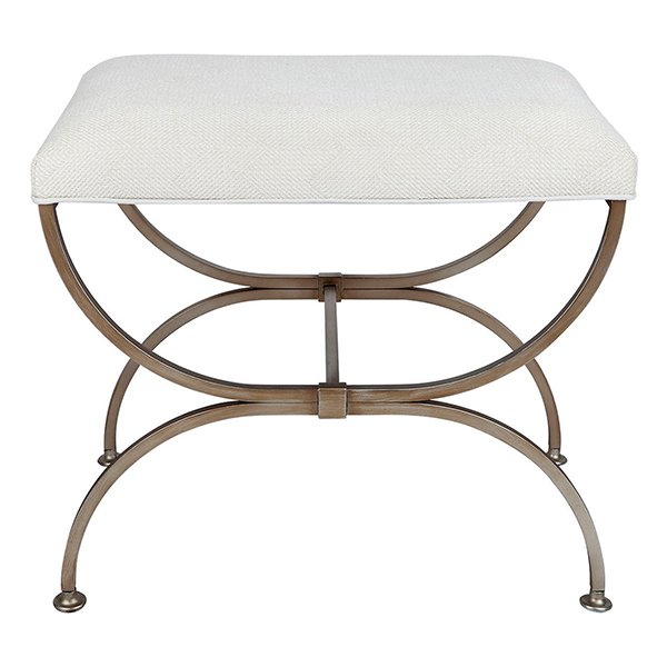 Novak Antique Gold Iron Stool - Natural Linen
