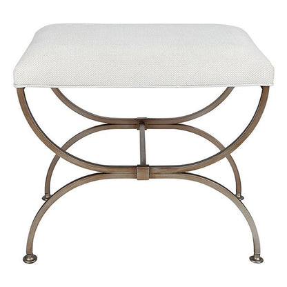 Novak Antique Gold Iron Stool - Natural Linen