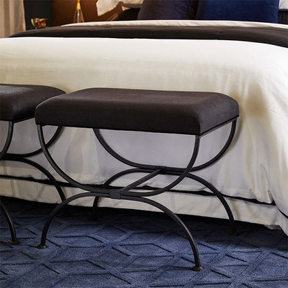 Novak Black Iron Stool - Black Linen