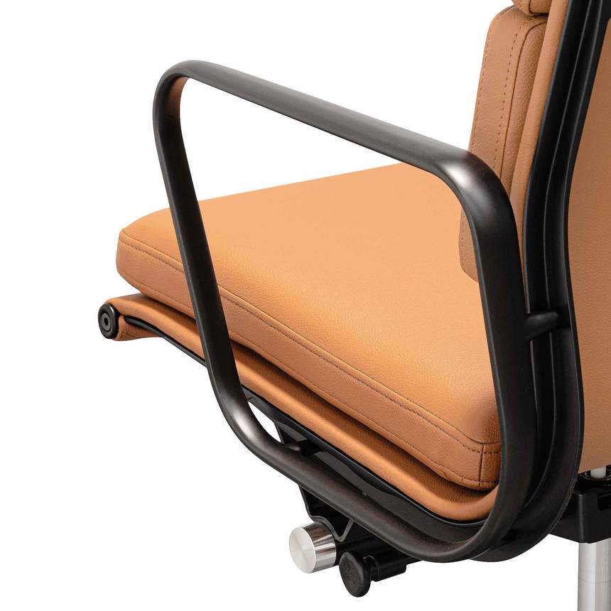 Low Back Office Chair - Saddle Tan in Black Frame
