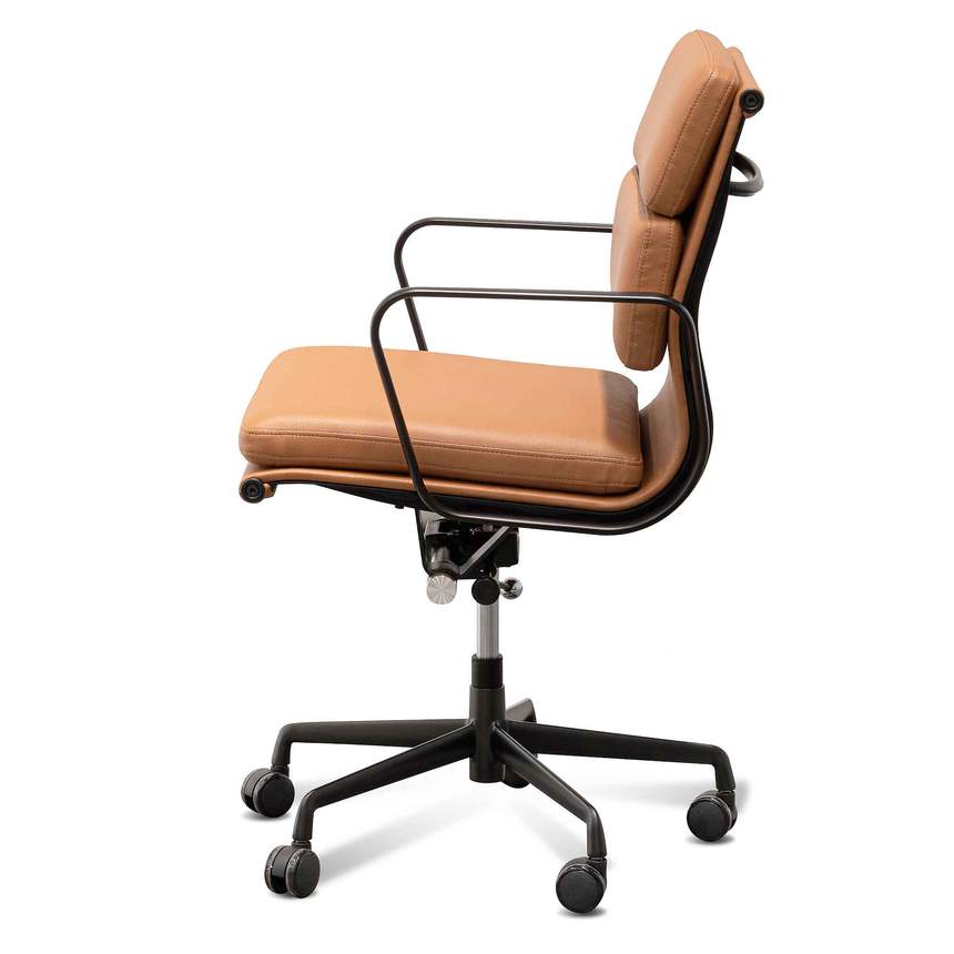 Low Back Office Chair - Saddle Tan in Black Frame