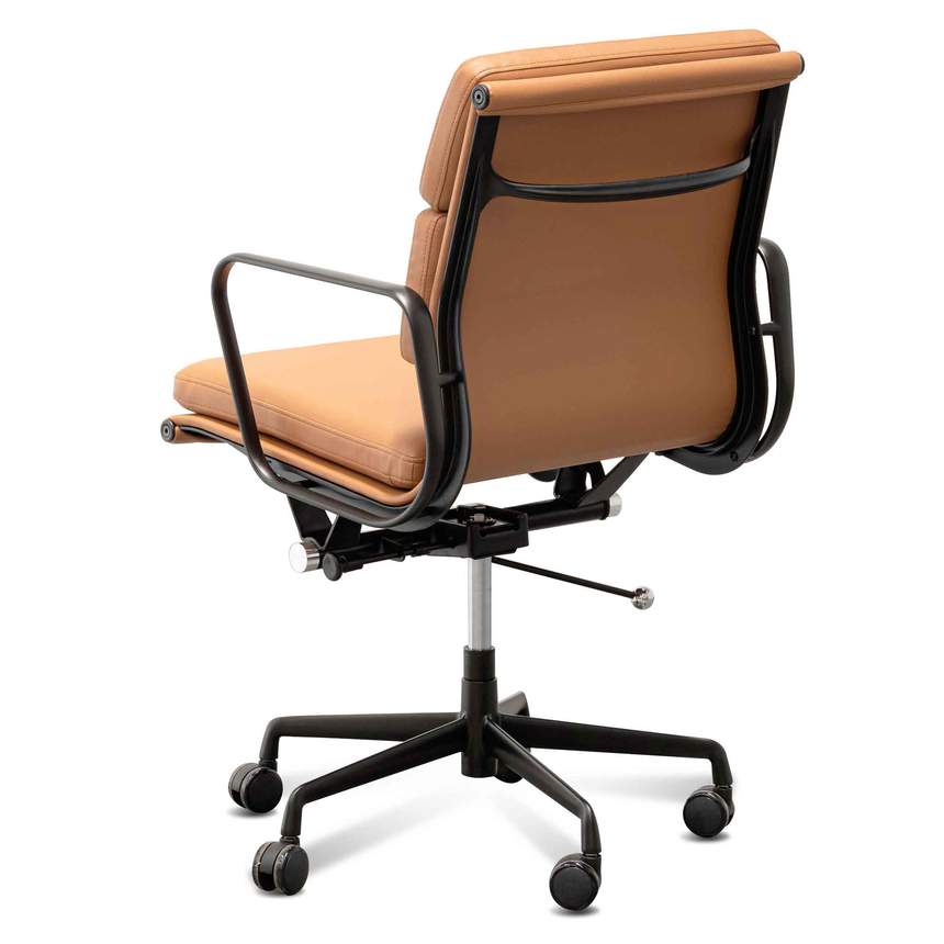 Low Back Office Chair - Saddle Tan in Black Frame