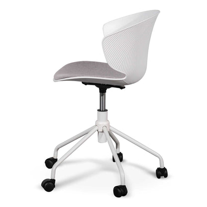 White Office Chair - Light Grey Seat