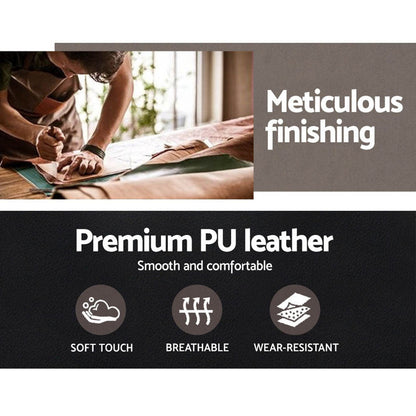 Artiss Wooden Office Chair Leather Seat Black