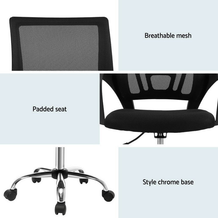 Artiss Mesh Office Chair Mid Back Black