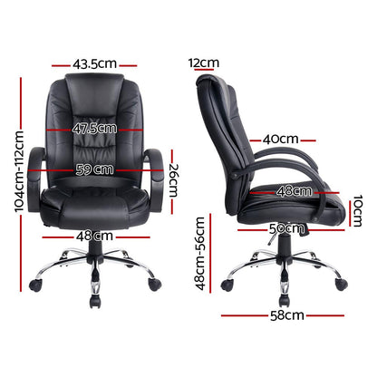 Executive PU Leather Office Desk Computer Chair - Black