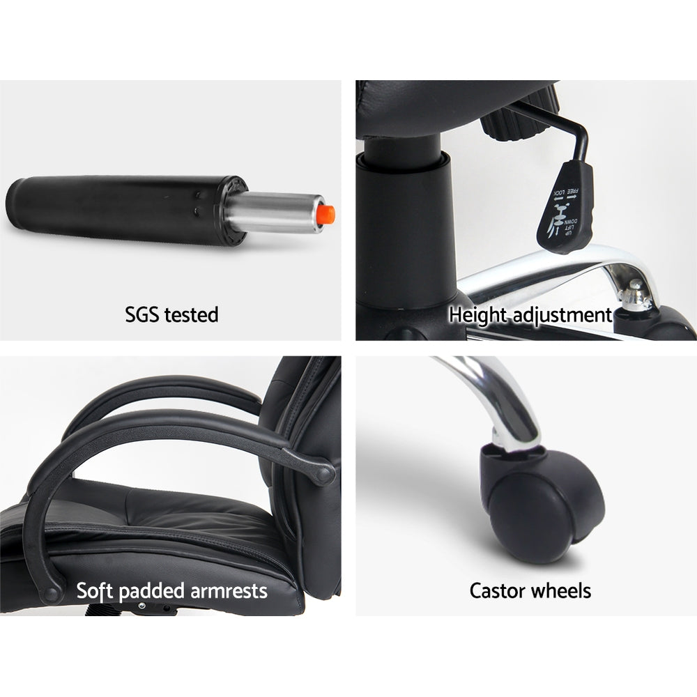 Executive PU Leather Office Desk Computer Chair - Black