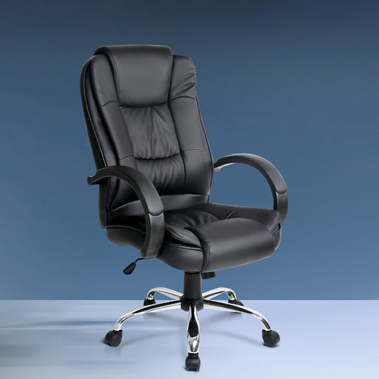 Executive PU Leather Office Desk Computer Chair - Black