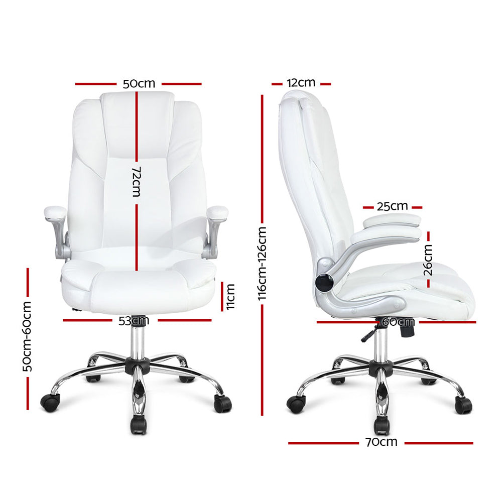 PU Leather Executive Office Desk Chair - White