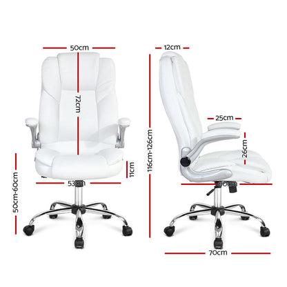 PU Leather Executive Office Desk Chair - White