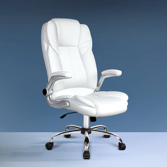 PU Leather Executive Office Desk Chair - White